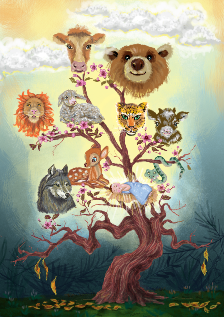 Tree and animal illustration